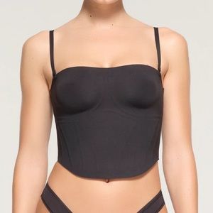 Skims Bonded Cropped Corset Black